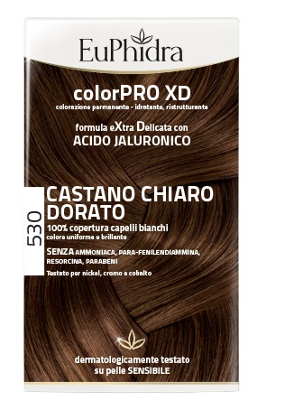 EUPHIDRA COLORPRO XD 530 CASTANO CHIARO DORATO GEL COLORANTE CAPELLI IN FLACONE + ATTIVANTE + BALSAMO + GUANTI - Magnumfarma.it