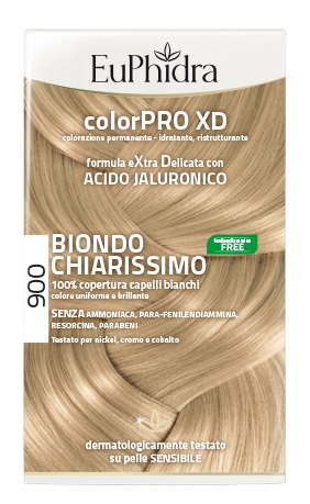 EUPHIDRA COLORPRO XD 900 BIONDO CHIARISSIMO GEL COLORANTE CAPELLI IN FLACONE + ATTIVANTE + BALSAMO + GUANTI - Magnumfarma.it