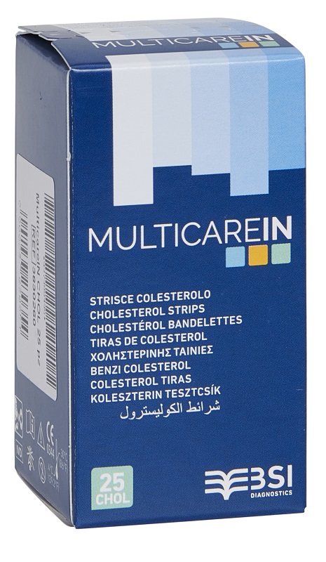 TEST COLESTEROLEMIA MULTICARE IN COLESTEROLO IN STRISCE CON ASPIRAZIONE CAPILLARE 25 PEZZI - Magnumfarma.it
