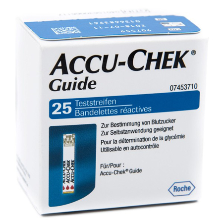 STRISCE MISURAZIONE GLICEMIA ACCU-CHEK GUIDE 25 PEZZI CONFEZIONE RETAIL - Magnumfarma.it