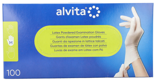 GUANTI DA ISPEZIONE ALVITA IN LATTICE TALCATI M 100 PEZZI - Magnumfarma.it