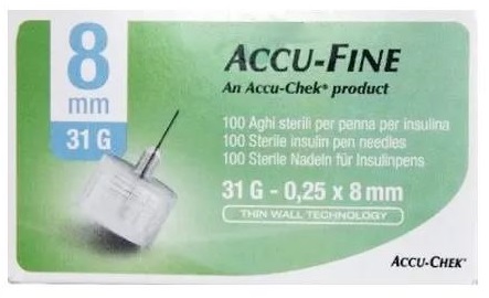 AGO PER PENNA DA INSULINA ACCU-FINE PEN NEEDLE ACCU-CHEK GAUGE 31 X 8MM 100 PEZZI - Magnumfarma.it