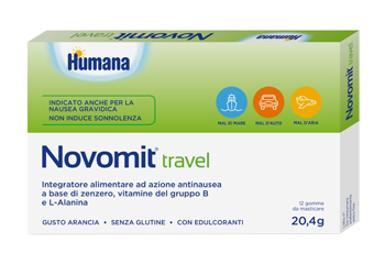 NOVOMIT TRAVEL 12 GOMME DA MASTICARE GUSTO ARANCIA - Magnumfarma.it