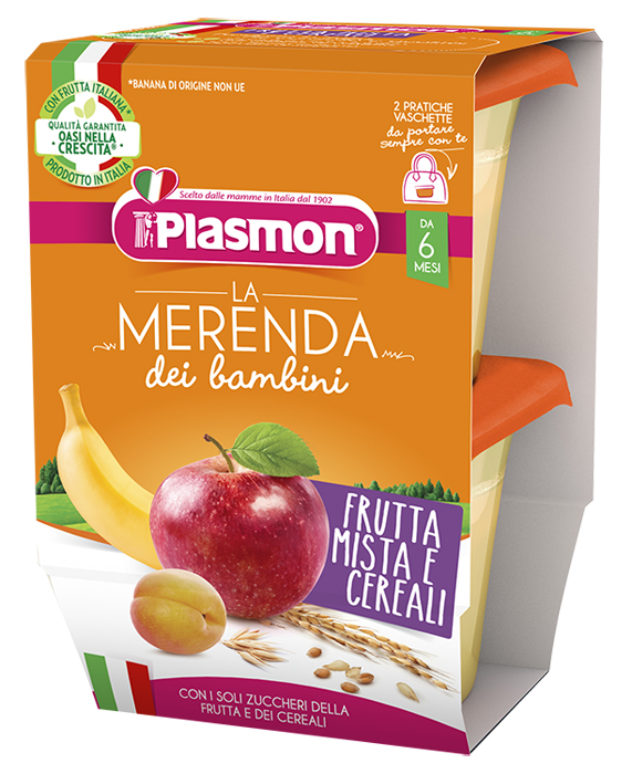 PLASMON LA MERENDA DEI BAMBINI MERENDE FRUTTA CEREALI ASETTICO 2 X 120 G - Magnumfarma.it