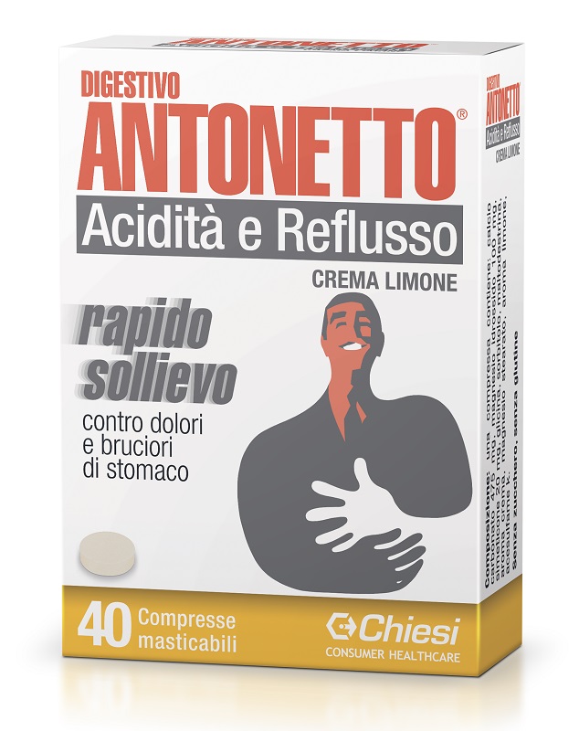 DIGESTIVO ANTONETTO ACIDITA' E REFLUSSO CREMA AL LIMONE 40 COMPRESSE MASTICABILI - Magnumfarma.it
