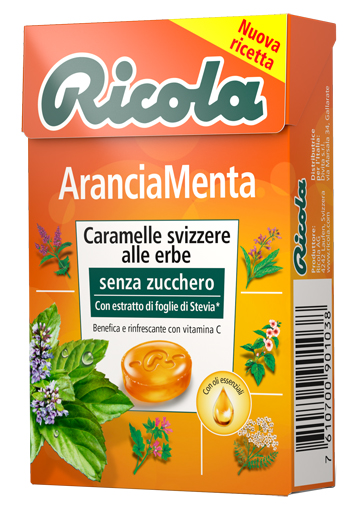 RICOLA ARANCIA MENTA SENZA ZUCCHERO 50 G - Magnumfarma.it