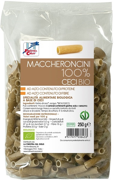 LA FINESTRA SUL CIELO MACCHERONCINI CECI 100% BIO 250 G - Magnumfarma.it