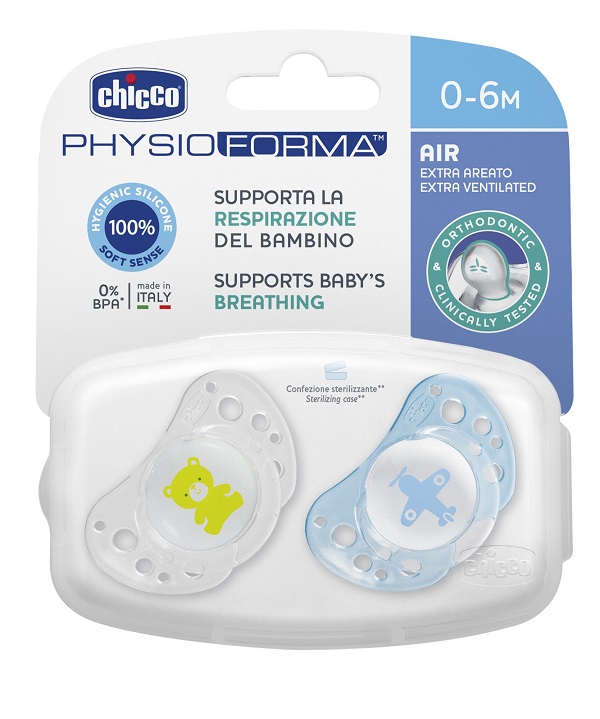CHICCO SUCCHICCO AIR BOY SILICONE 0-6 MESI 2 PEZZI - Magnumfarma.it