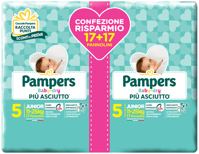 PAMPERS BABY DRYDUO DWCT JUNIOR X 34 PEZZI - Magnumfarma.it