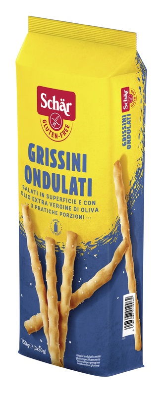SCHAR GRISSINI ONDULATI SALATI IN SUPERFICIE 3 PORZIONI DA 50 G - Magnumfarma.it