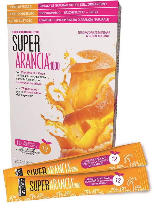 SUPER ARANCIA 1000 10 STICK PACK MONODOSE DA 3,7G INTEGRATORE ALIMENTARE CON EDULCORANTE - Magnumfarma.it