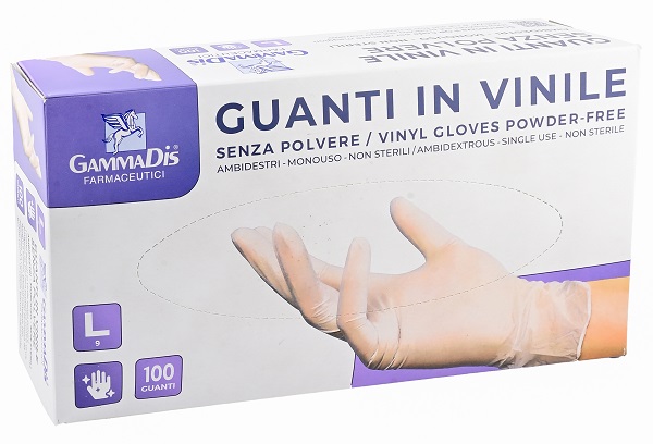 GUANTI VINILE SENZA POLVERE LARGE 100 PEZZI GAMMADIS - Magnumfarma.it