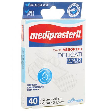 MEDIPRESTERIL CEROTTI DELICATI ASSORTITI 4 FORMATI 40 PEZZI - Magnumfarma.it