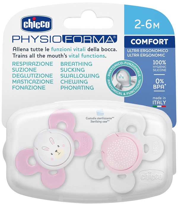 CHICCO SUCCHIETTO COMFORT GIRL SILICONE 2-6 MESI 2 PEZZI - Magnumfarma.it