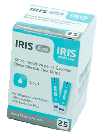 STRISCE MISURAZIONE GLICEMIA IRIS EVO 25 PEZZI - Magnumfarma.it