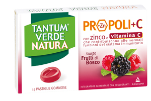 TANTUM VERDE NATURA PROPOLI+C CON ZINCO E VITAMINA C 15 PASTIGLIE GOMMOSE GUSTO FRUTTI DI BOSCO - Magnumfarma.it