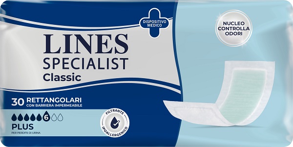 PANNOLONE LINES SPECIALIST CLASSIC RETTANGOLARE CON BARRIERA 30 PEZZI - Magnumfarma.it