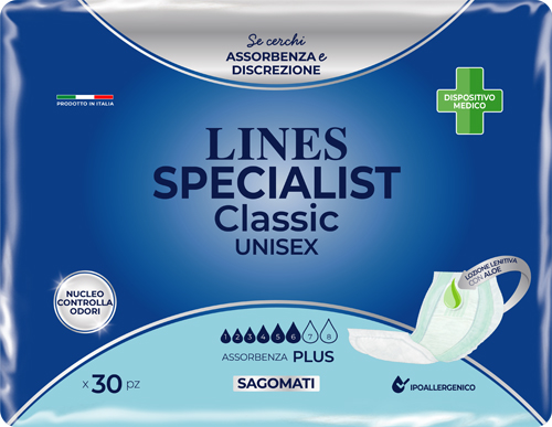 PANNOLONE SAGOMATO LINES SPECIALIST CLASSIC PLUS 30 PEZZI - Magnumfarma.it