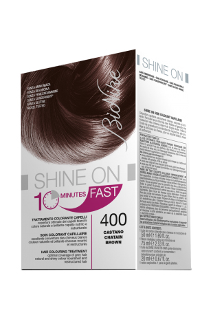BIONIKE SHINE ON FAST TRATTAMENTO COLORANTE CAPELLI CASTANO 400 60 ML + TUBO 60 ML - Magnumfarma.it