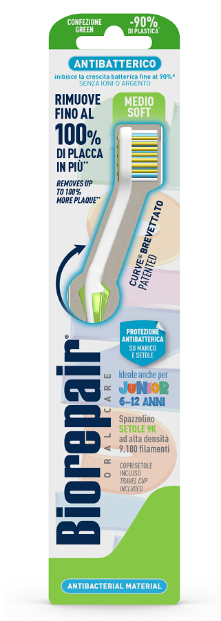 BIOREPAIR ORAL CARE SPAZZOLINO ANTIBATTERICO JUNIOR 6-12 ANNI PIU' COMFORT SETOLE MEDIO SOFT - Magnumfarma.it