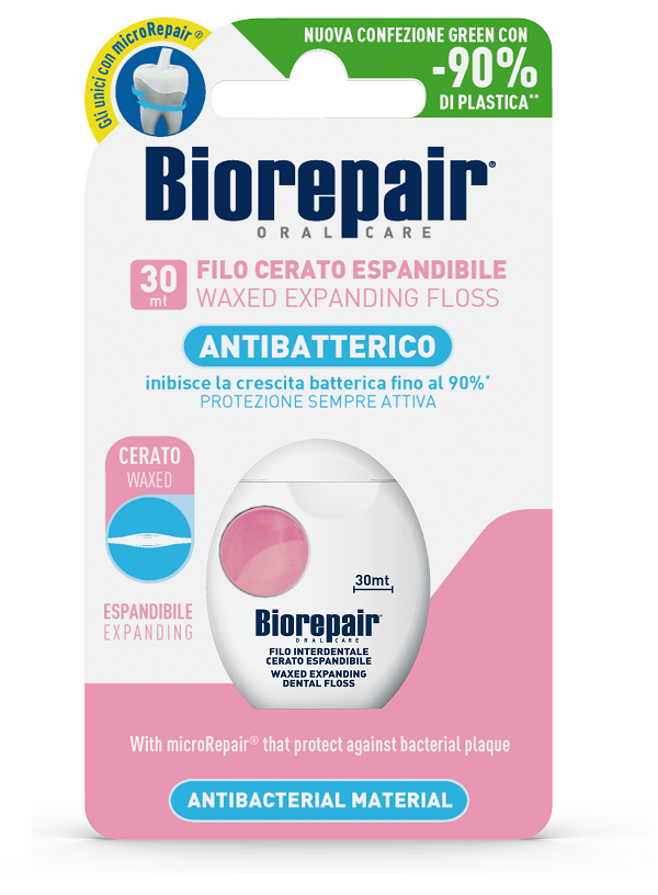 BIOREPAIR ORAL CARE ANTIBATTERICO FILO CERATO ESPANDIBILE GENGIVE DELICATE 25+5 METRI - Magnumfarma.it