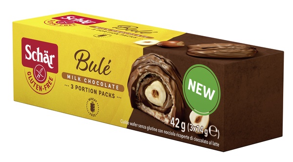 SCHAR BULE' CIALDE WAFER CON NOCCIOLA RICOPERTE DI CIOCCOLATO AL LATTE 3 PORZIONI DA 14 G - Magnumfarma.it