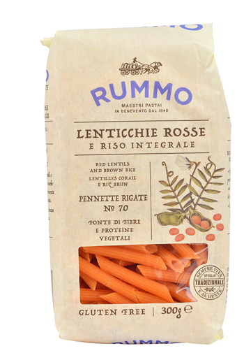 RUMMO PENNETTE RIGATE N 70 LENTICCHIE ROSSE E RISO INTEGRALE 300 G - Magnumfarma.it