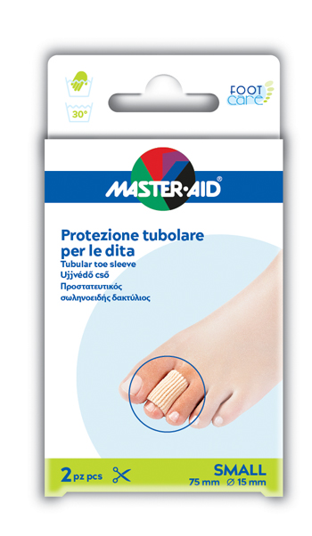 PROTEZIONE TUBOLARE IN GEL MASTER-AID FOOTCARE ELASTICIZZATO SMALL 7,5 CM 15 MM 2 PEZZI C4 - Magnumfarma.it