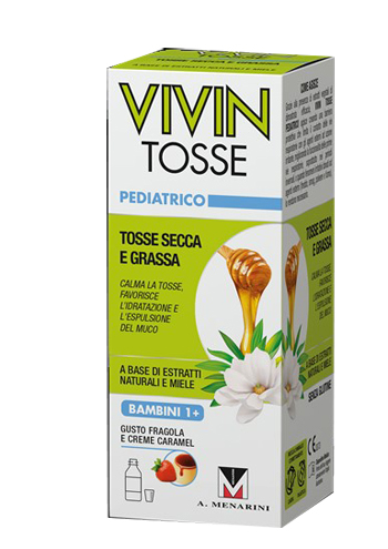 VIVIN TOSSE PEDIATRICO SCIROPPO PER TOSSE SECCA E GRASSA GUSTO FRAGOLA E CREME CARAMEL 150 ML - Magnumfarma.it