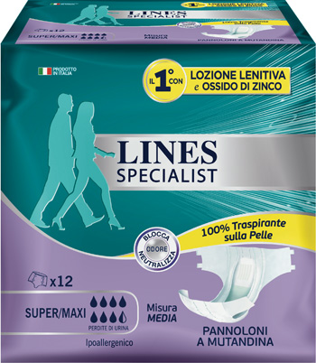 LINES SPECIALIST PANNOLONE A MUTANDA MEDIA 12 PEZZI - Magnumfarma.it
