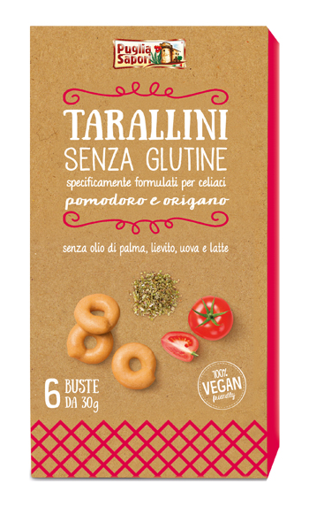 PUGLIA SAPORI TARALLINI POMODORO E ORIGANO SENZA GLUTINE 180 G - Magnumfarma.it