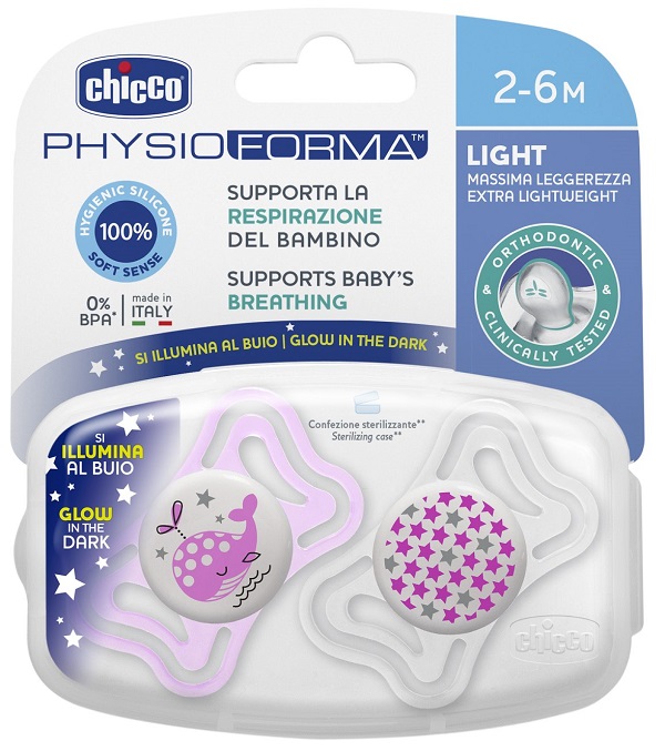 CHICCO SUCCHIETTO LIGHT LUMINOSO SILICONE 2-6 MESI 2 PEZZI - Magnumfarma.it