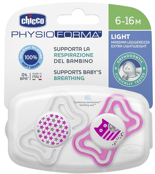 CHICCO SUCCHIETTO LIGHT GIRL SILICONE 6-16 MESI 2 PEZZI - Magnumfarma.it