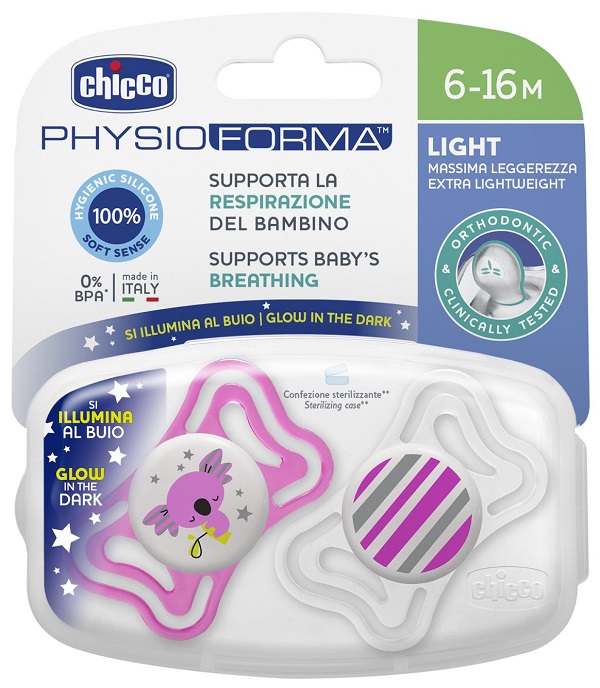 CHICCO SUCCHIETTO LIGHT LUMINOSO SILICONE 6-16 MESI 2 PEZZI - Magnumfarma.it
