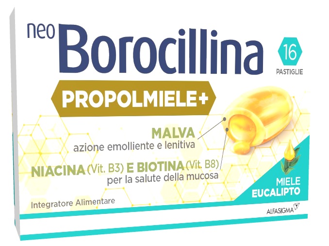 NEOBOROCILLINA PROPOLMIELE+ MIELE/EUCALIPTO 16 PASTIGLIE - Magnumfarma.it