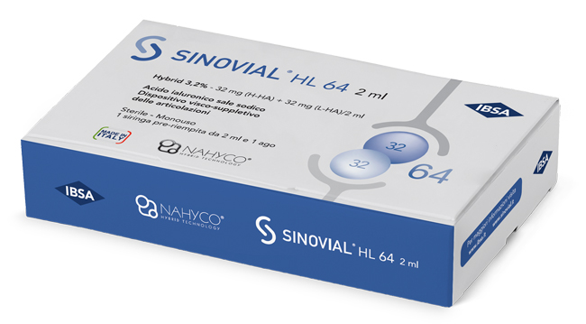 SIRINGA INTRA-ARTICOLARE SINOVIAL HL 64 ACIDO IALURONICO SALE SODICO 3,2% 32MG H-HA + 32MG H-LA/2ML 2 ML - Magnumfarma.it