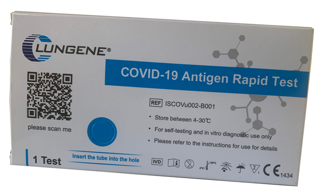 TAMPONE ANTIGENICO RAPIDO COVID-19 CLUNGENE AUTODIAGNOSTICO DETERMINAZIONE QUALITATIVA ANTGENI SARS-COV-2 IN TAMPONI NASALI MEDIANTE IMMUNOCROMATOGRAFIA - Magnumfarma.it